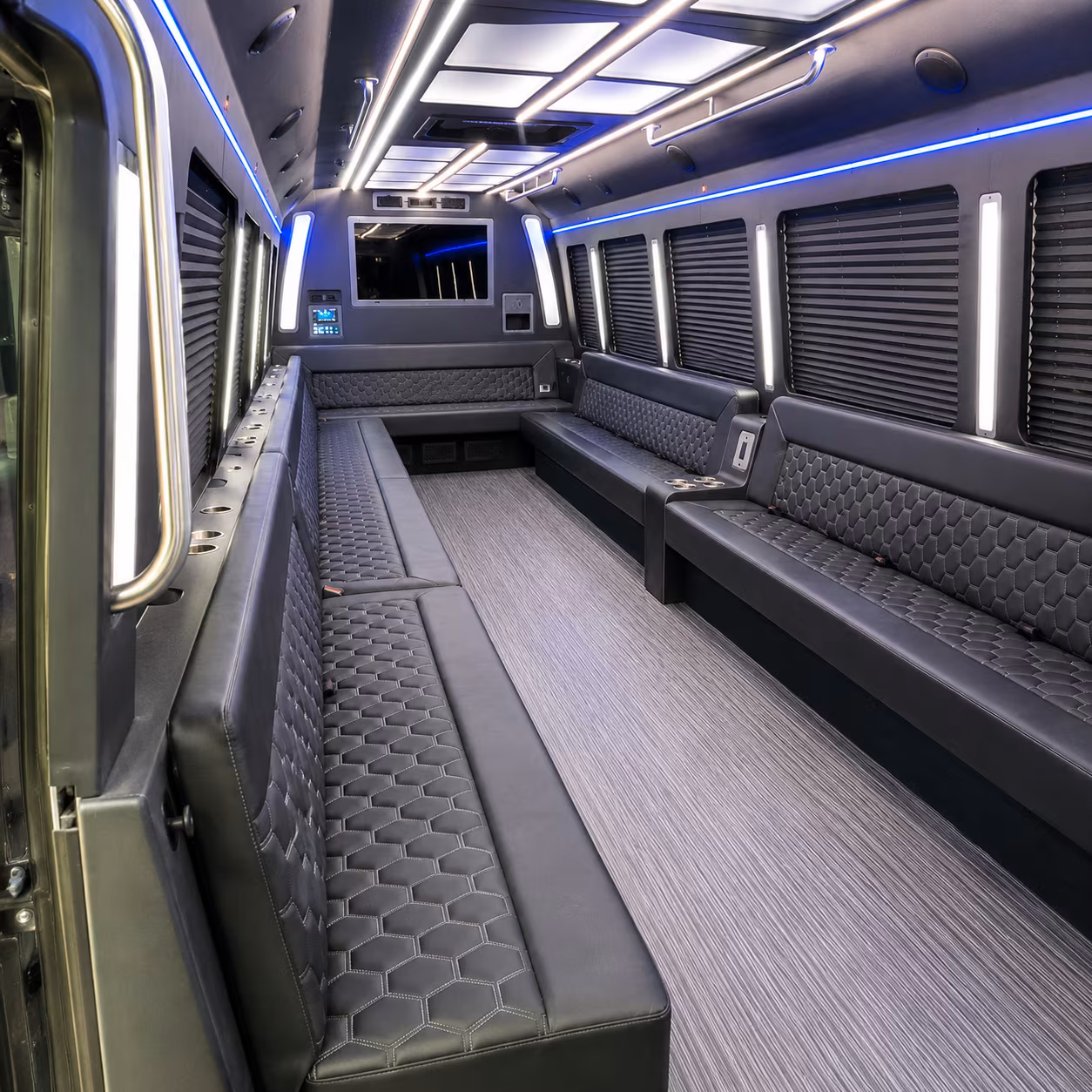 bellflower 40 passenger party bus interior