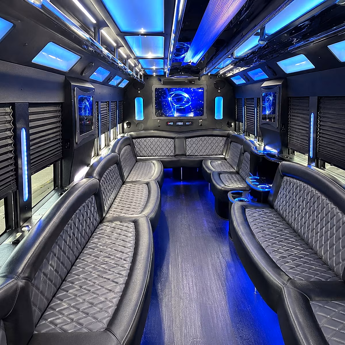 bellflower 50 passenger party bus interior