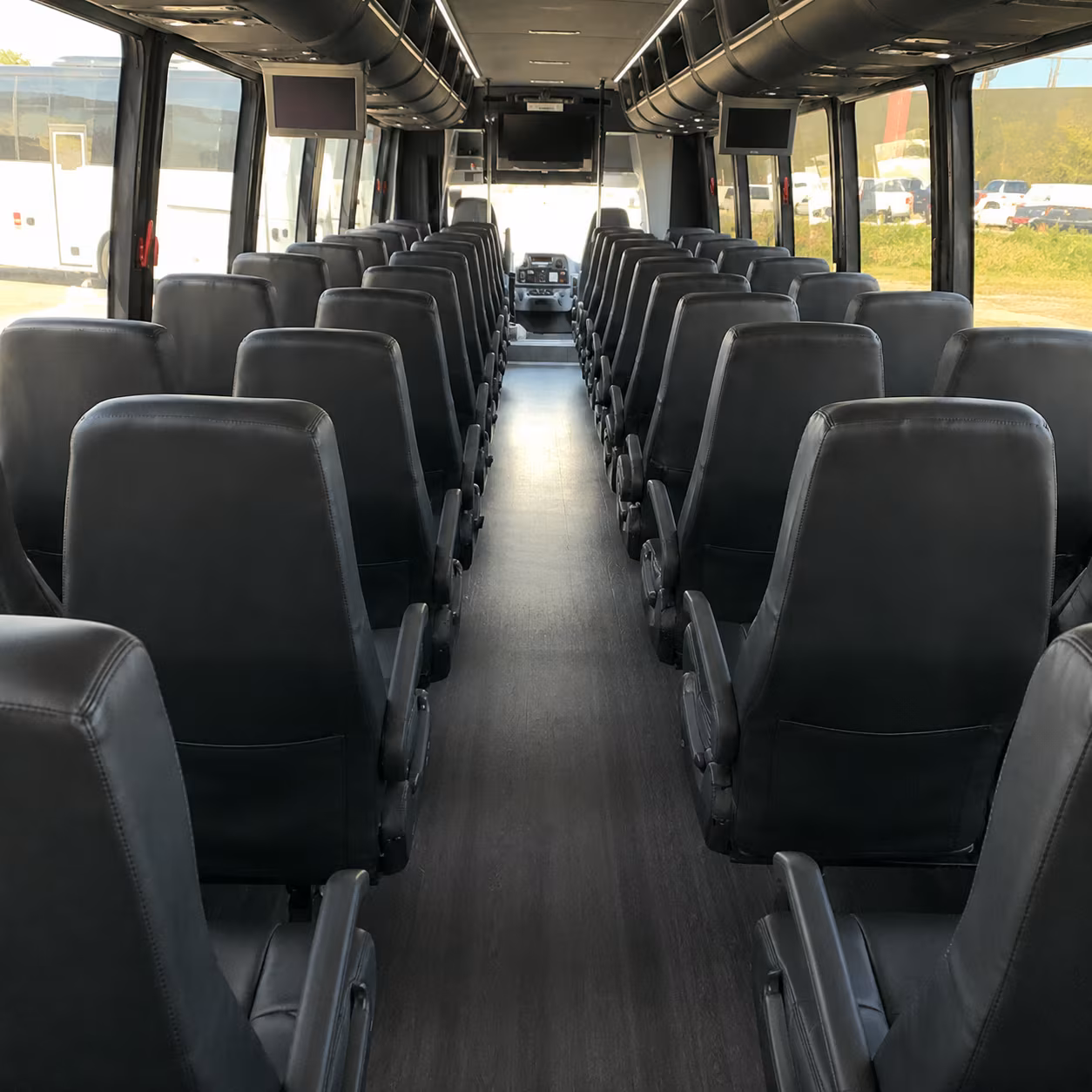 shuttle buses for bellflower wedding guests between hotels and venues